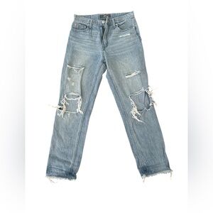 Distressed Blue Women's Mom Jeans